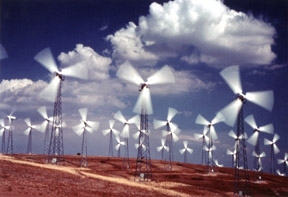 Wind turbines at Tehachapi, California.