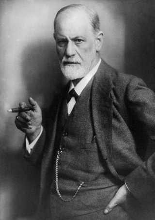 Photograph of Sigmund Freud looking straight ahead.